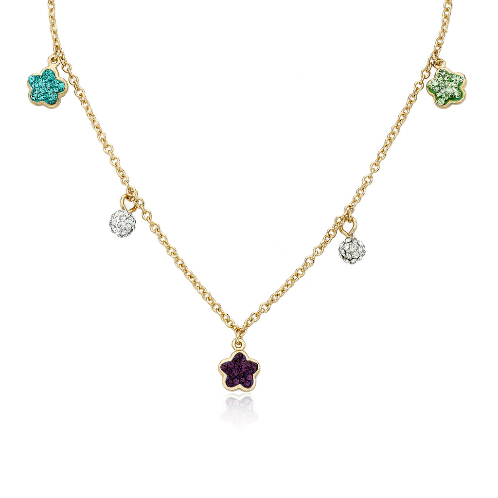 Crystal Flowers Dangle Necklace
