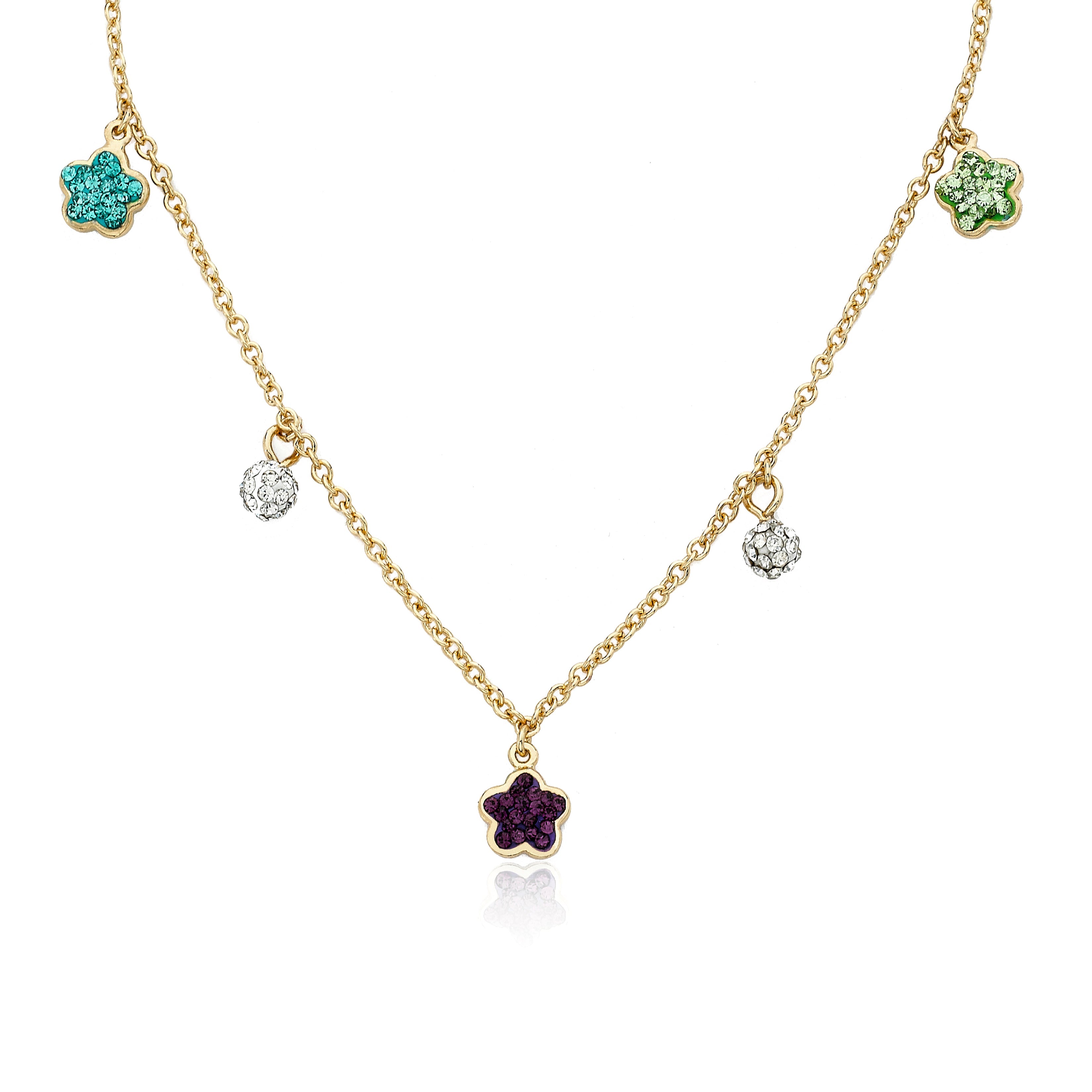 Crystal Flowers Dangle Necklace