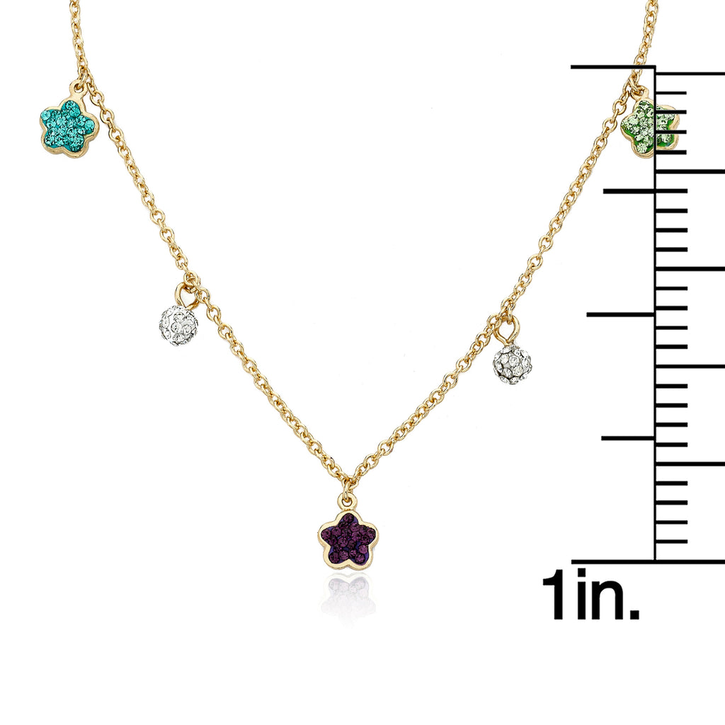 Crystal Flowers Dangle Necklace