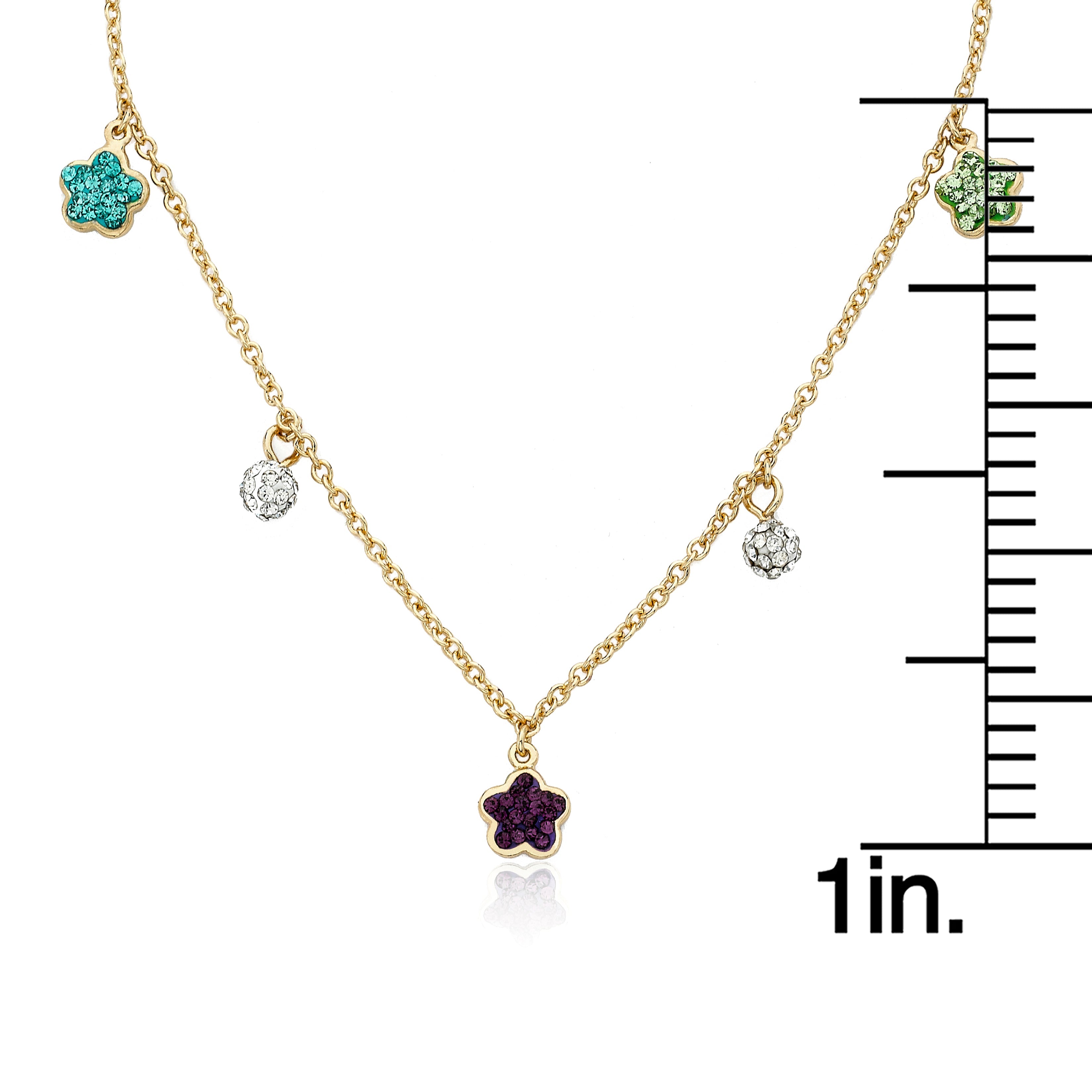 Crystal Flowers Dangle Necklace