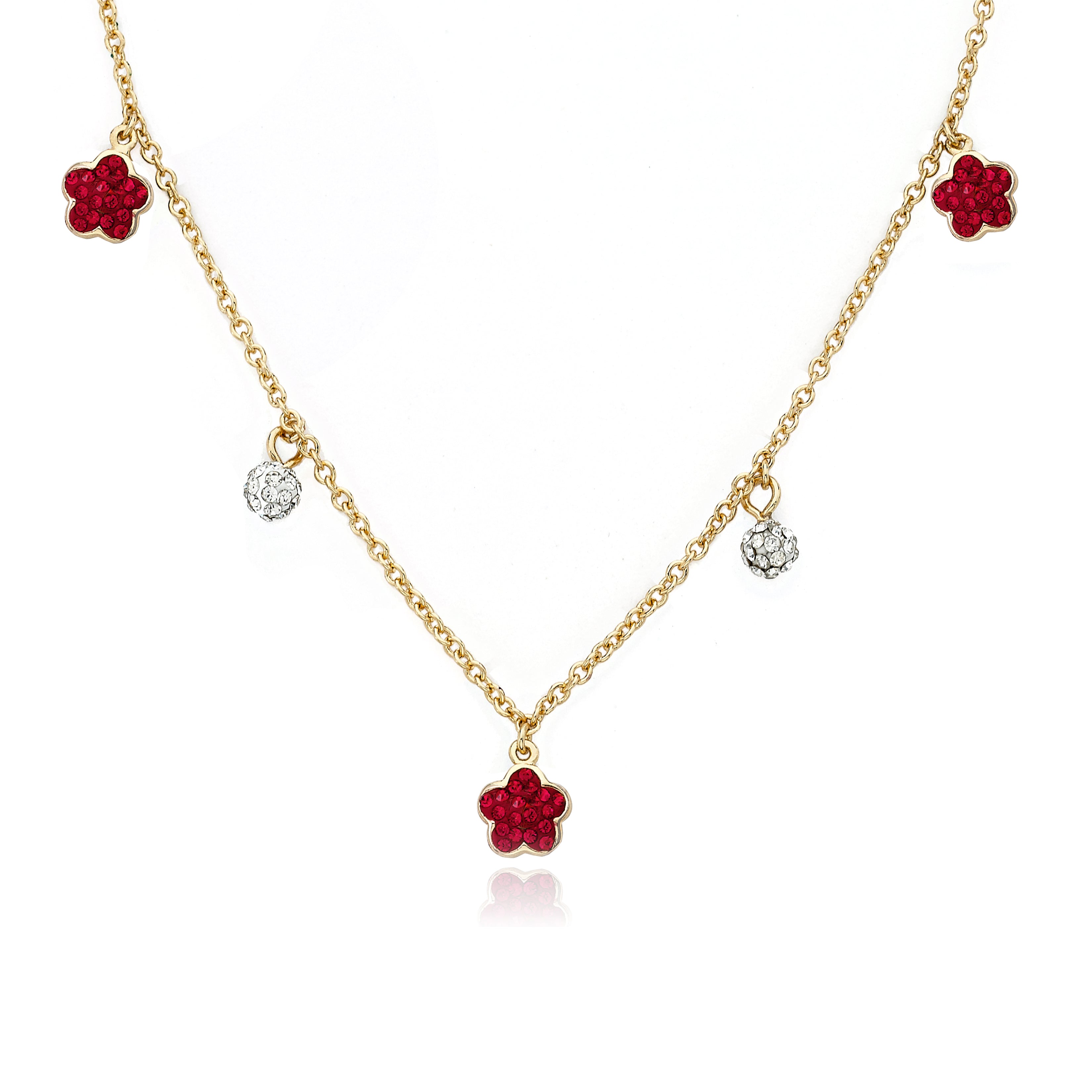 Crystal Flowers Dangle Necklace