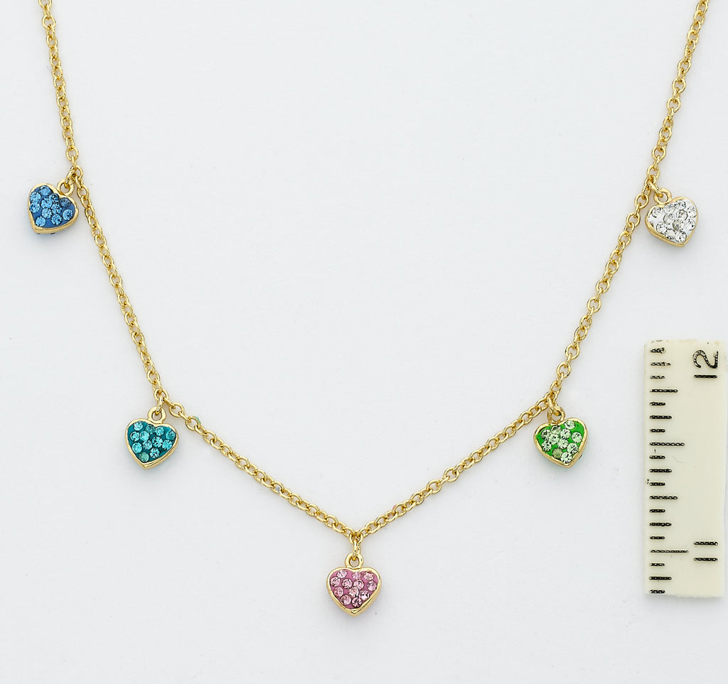 Crystal Hearts Dangle Necklace