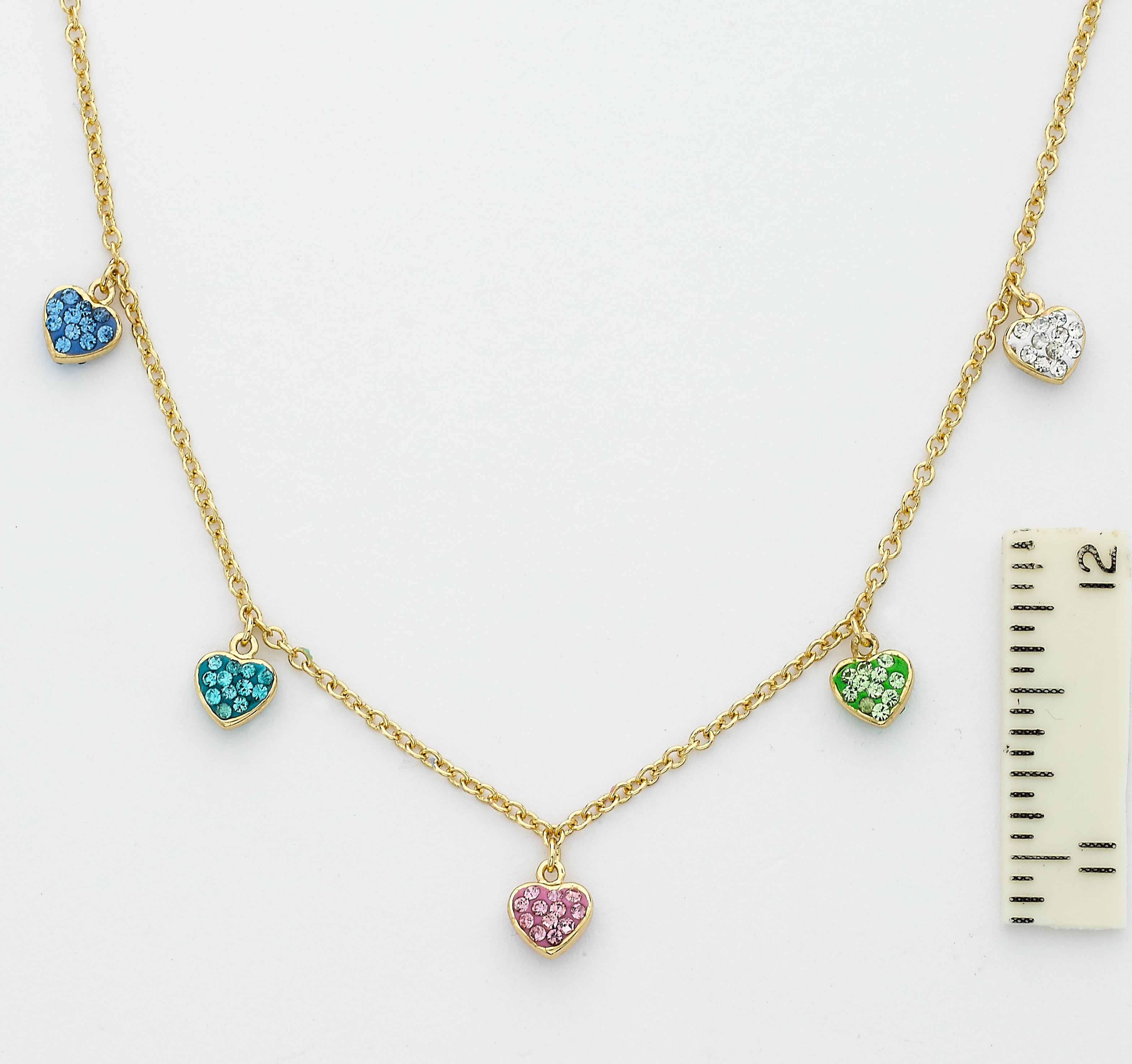Crystal Hearts Dangle Necklace