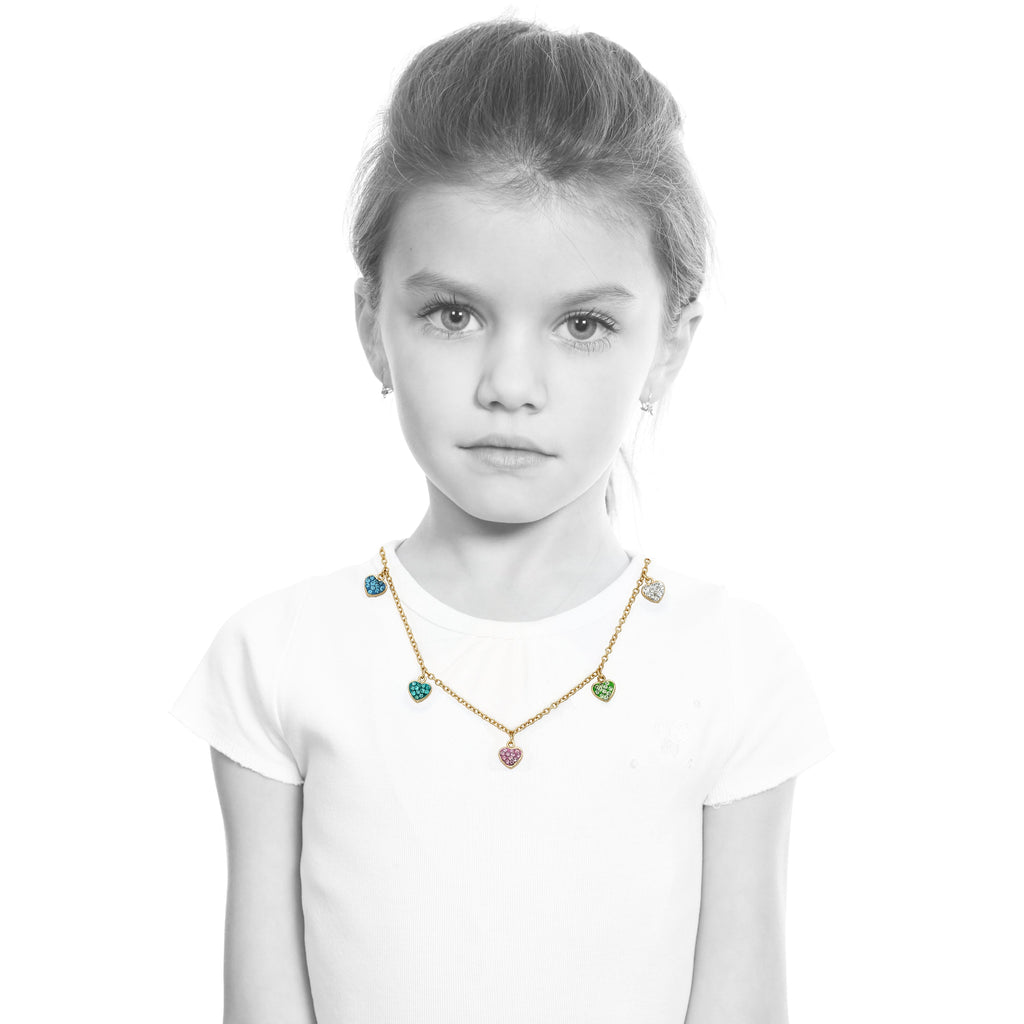 Crystal Hearts Dangle Necklace