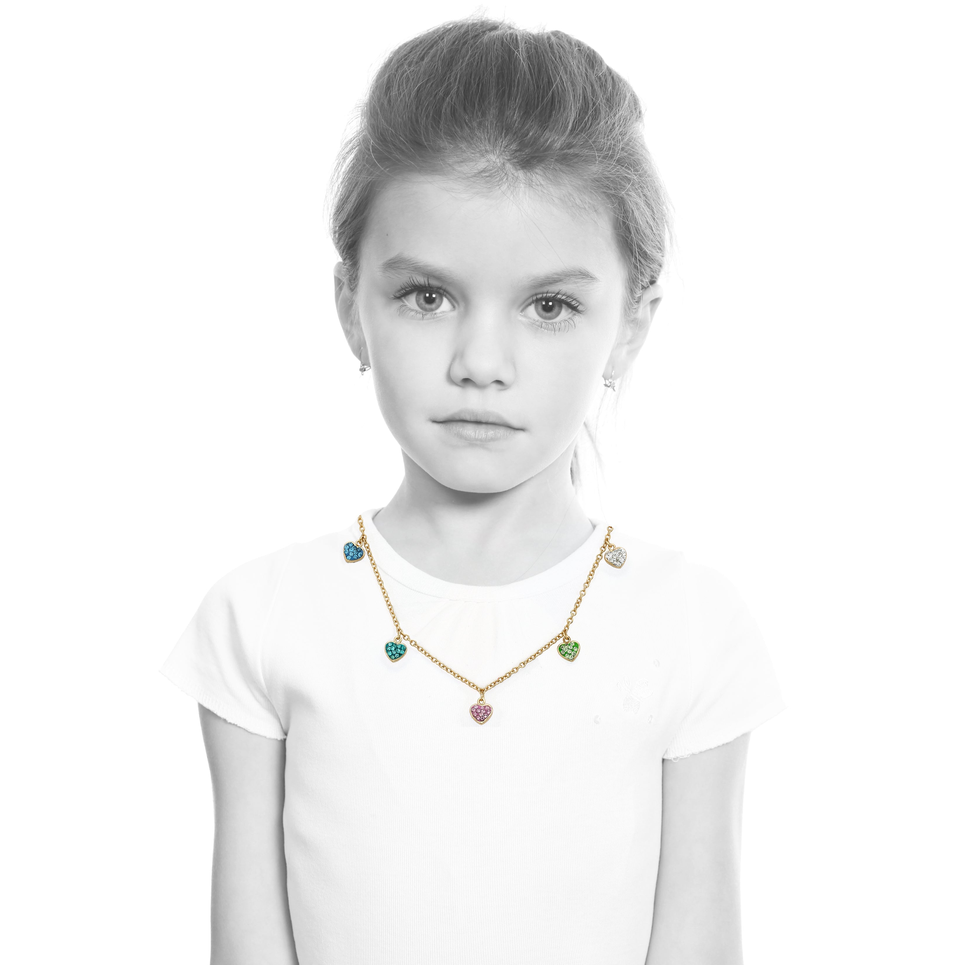 Crystal Hearts Dangle Necklace