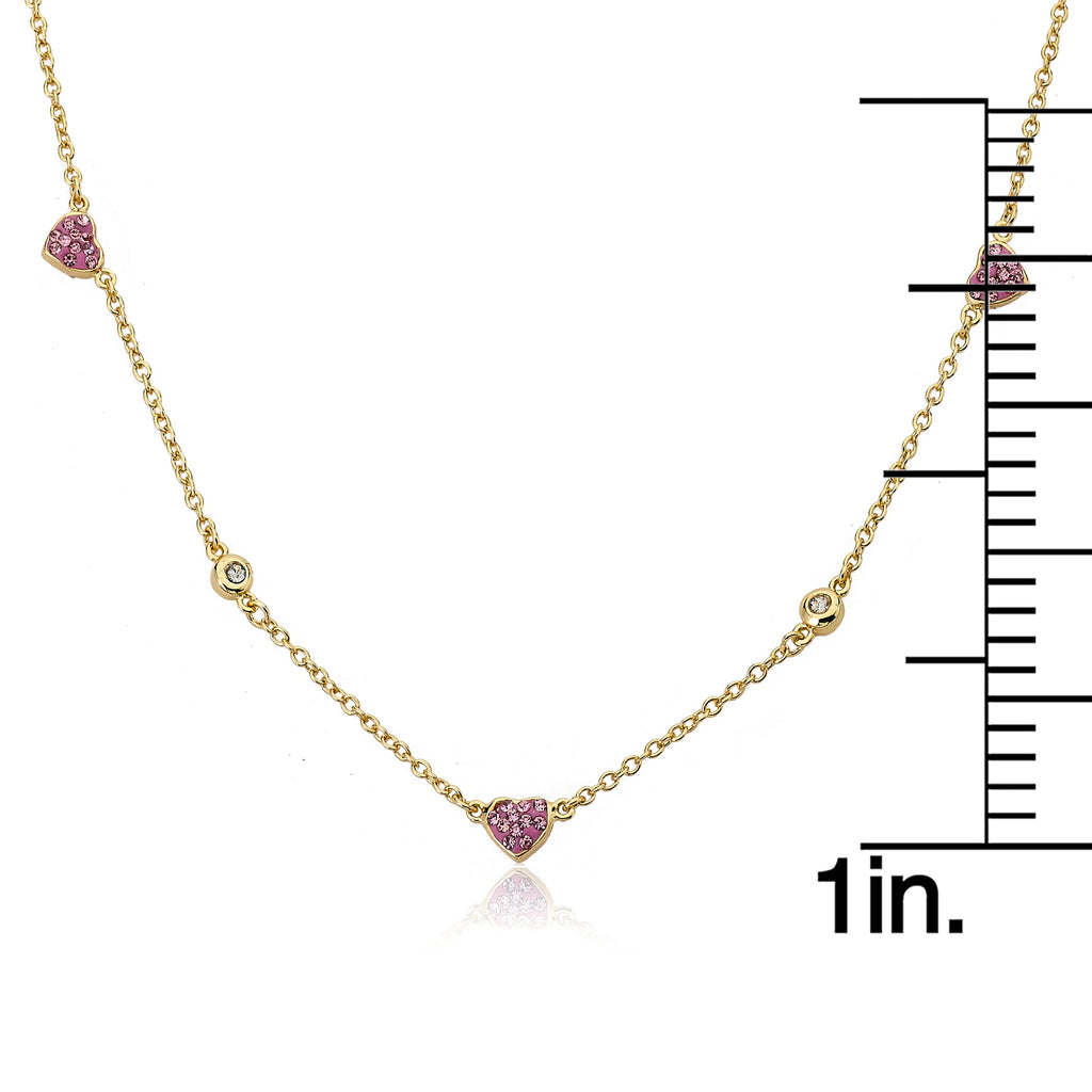 Crystal Hearts Station Necklace