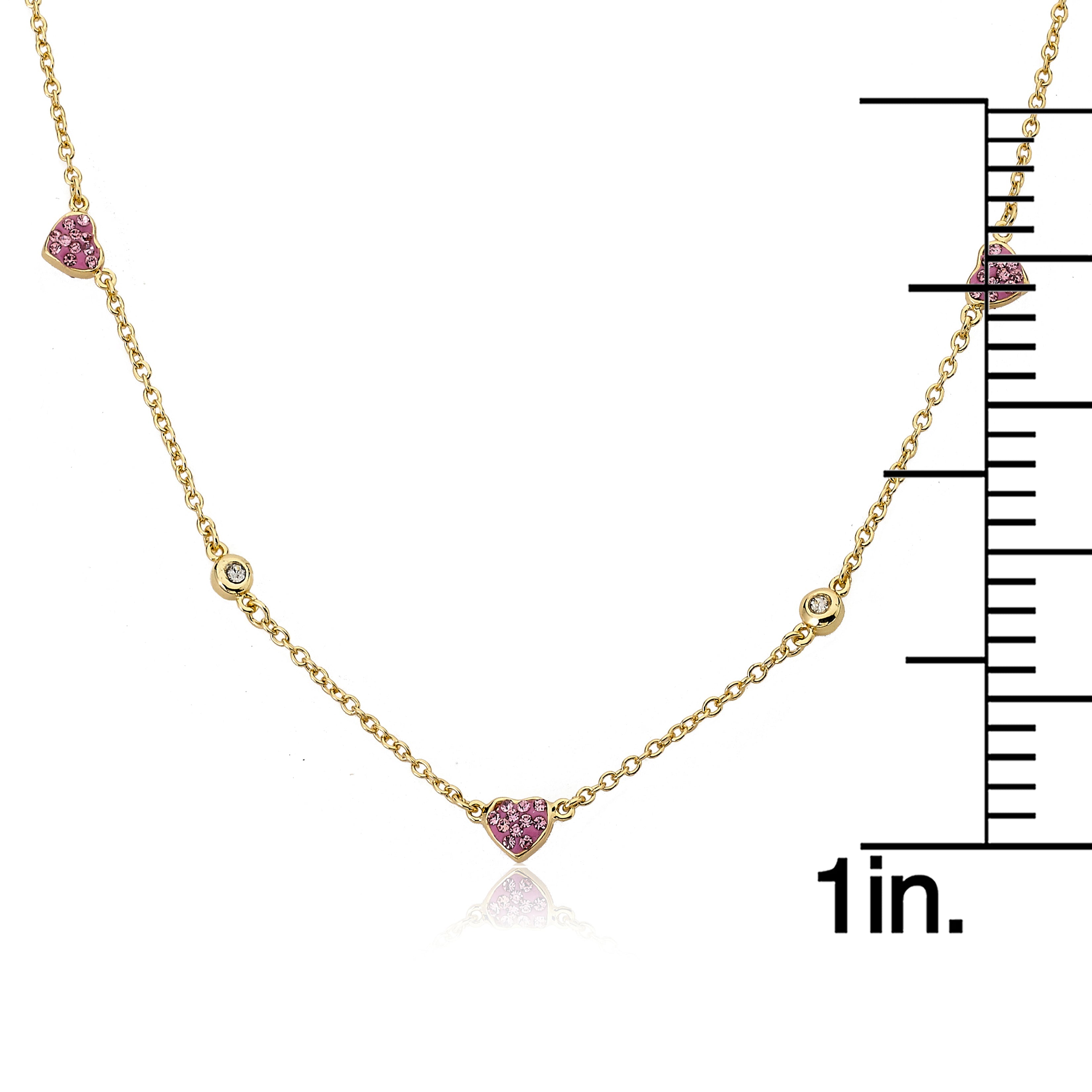 Crystal Hearts Station Necklace