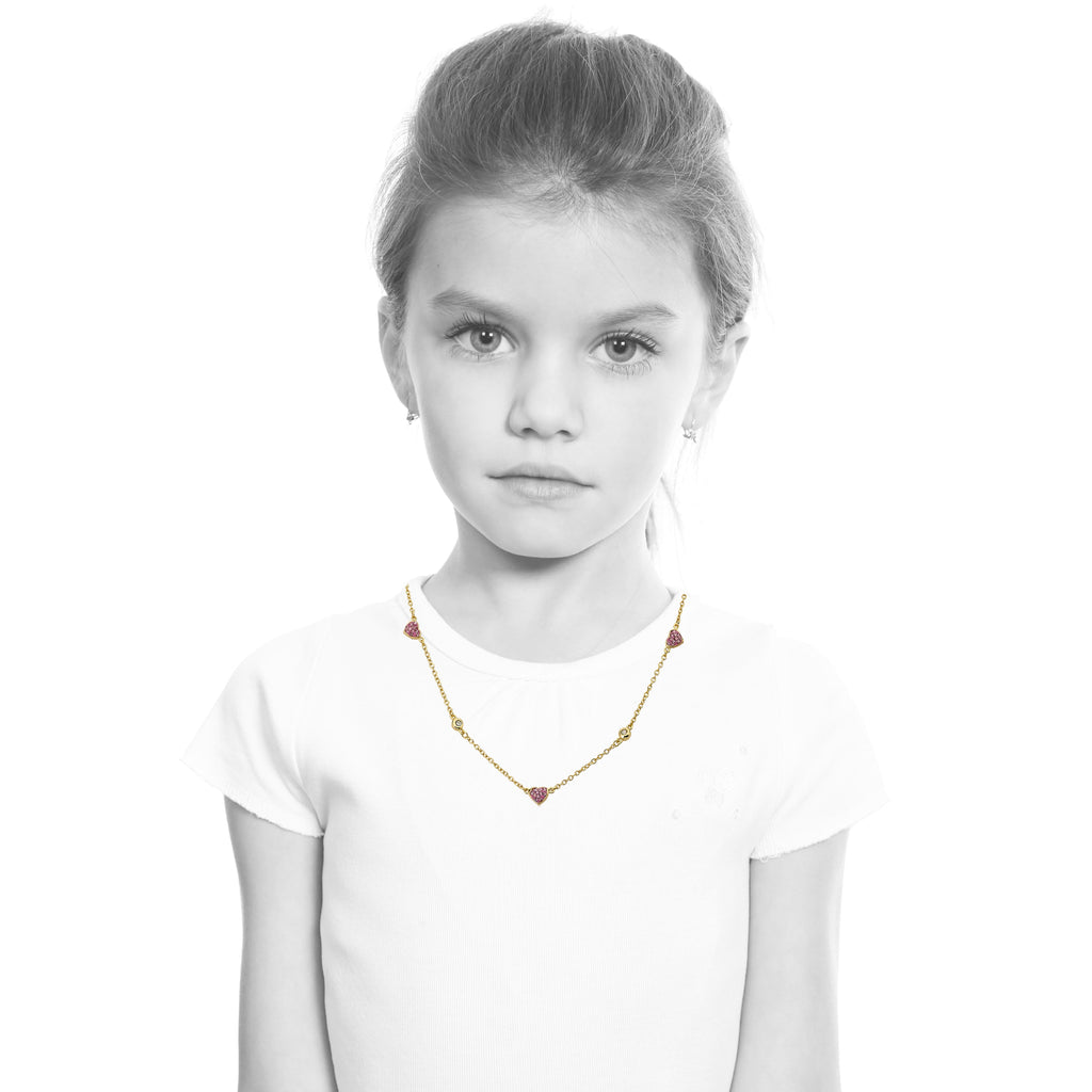 Crystal Hearts Station Necklace