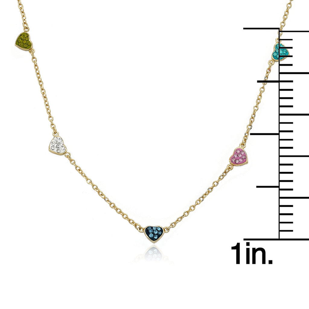 Crystal Hearts Station Necklace