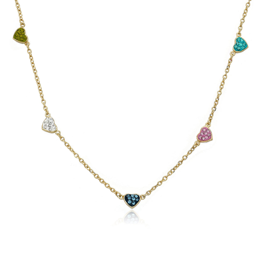 Crystal Hearts Station Necklace