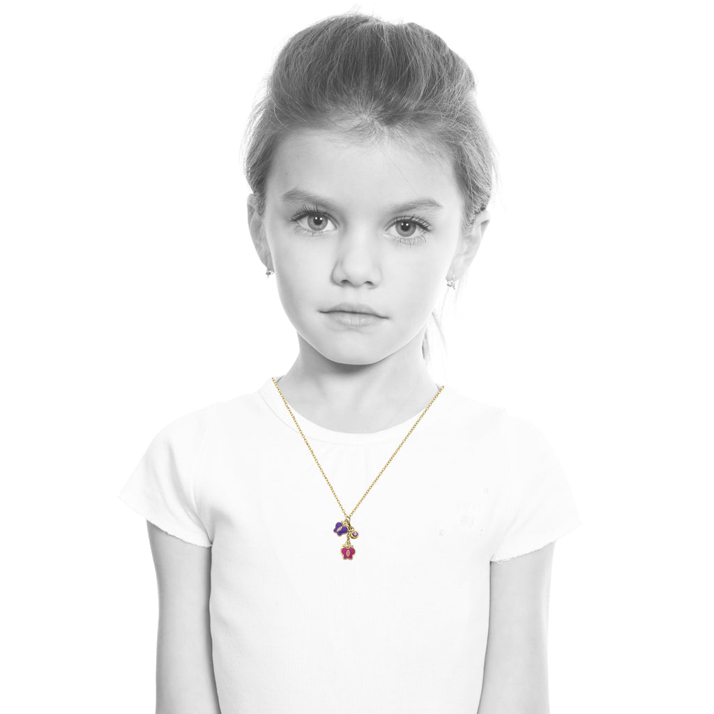 Butterflies Cluster Charm Necklace