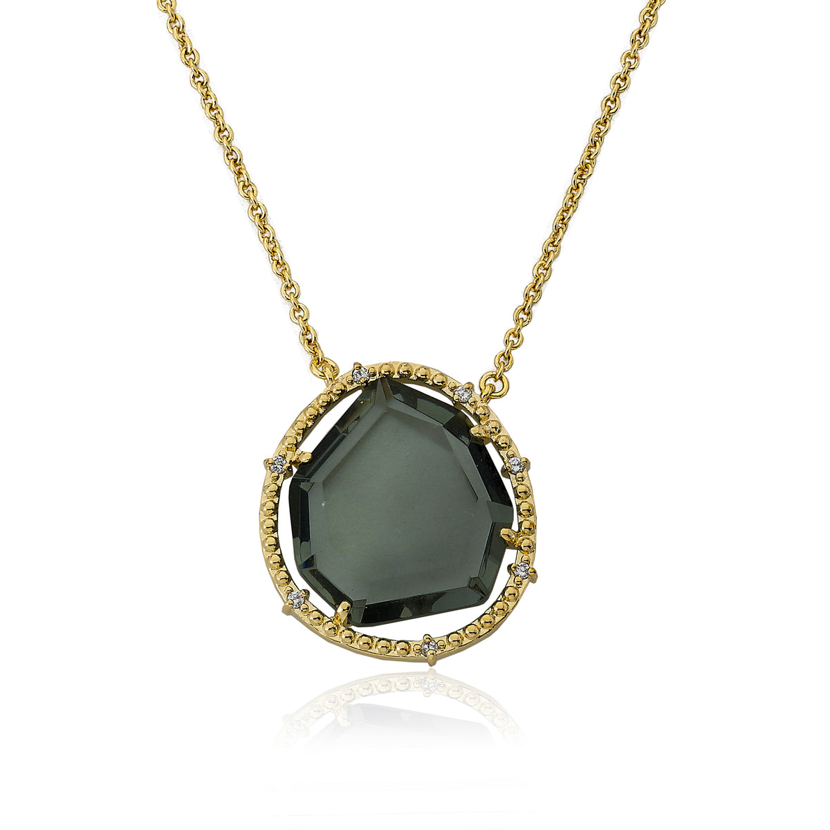14k Gold Plated Sliced Glass Pendant Chain Necklace
