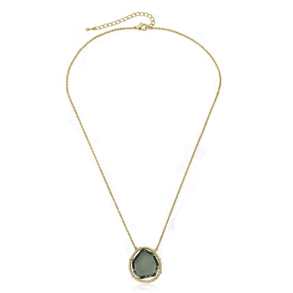 14k Gold Plated Sliced Glass Pendant Chain Necklace