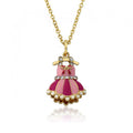 Crystal Adorned Enamel Ballet Dress Necklace