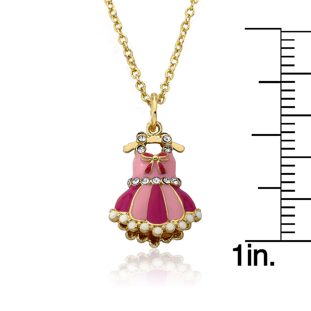 Crystal Adorned Enamel Ballet Dress Necklace