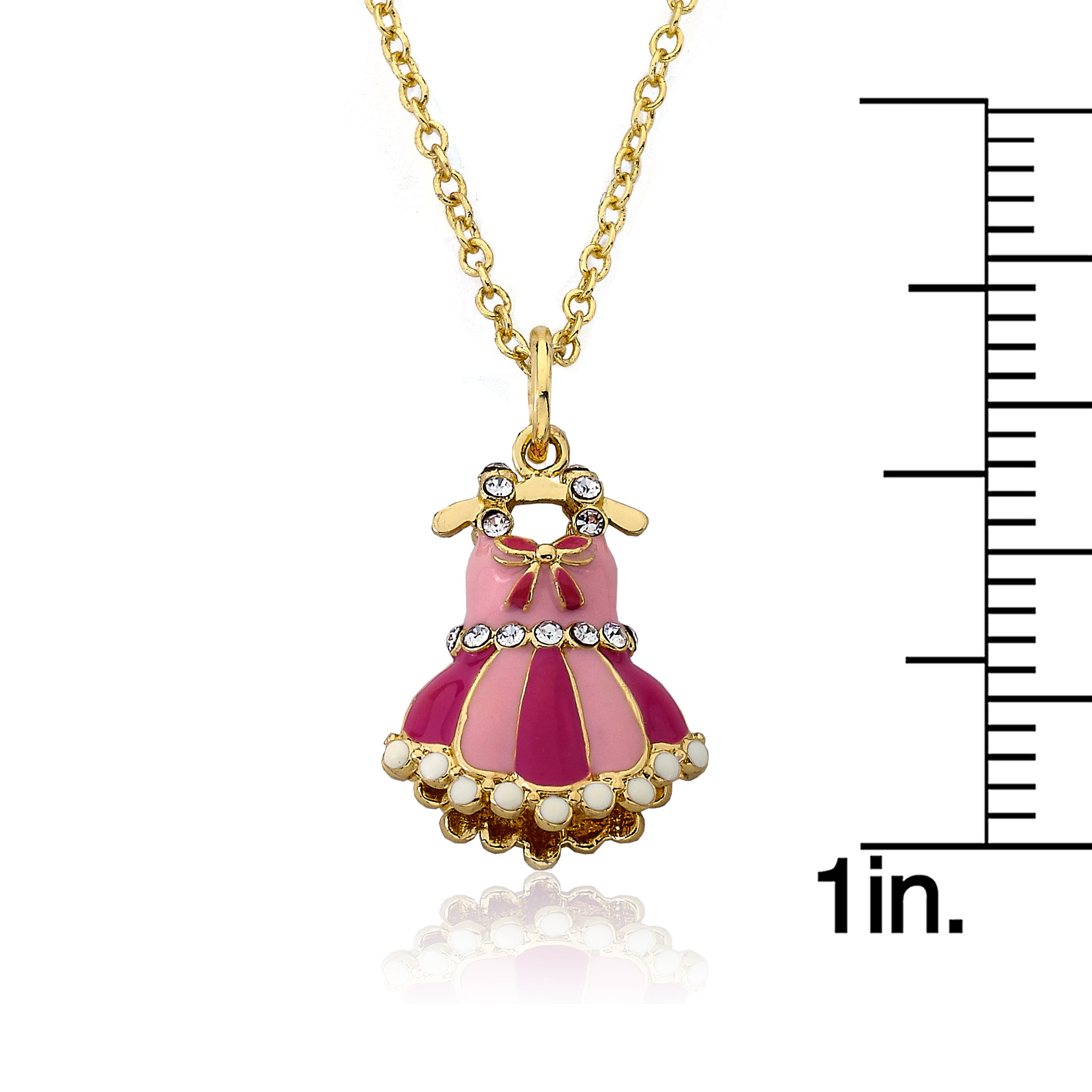 Crystal Adorned Enamel Ballet Dress Necklace