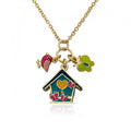 Enamel Birdhouse Necklace