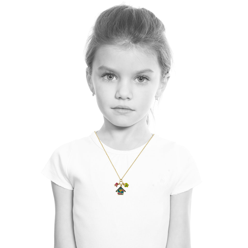 Enamel Birdhouse Necklace