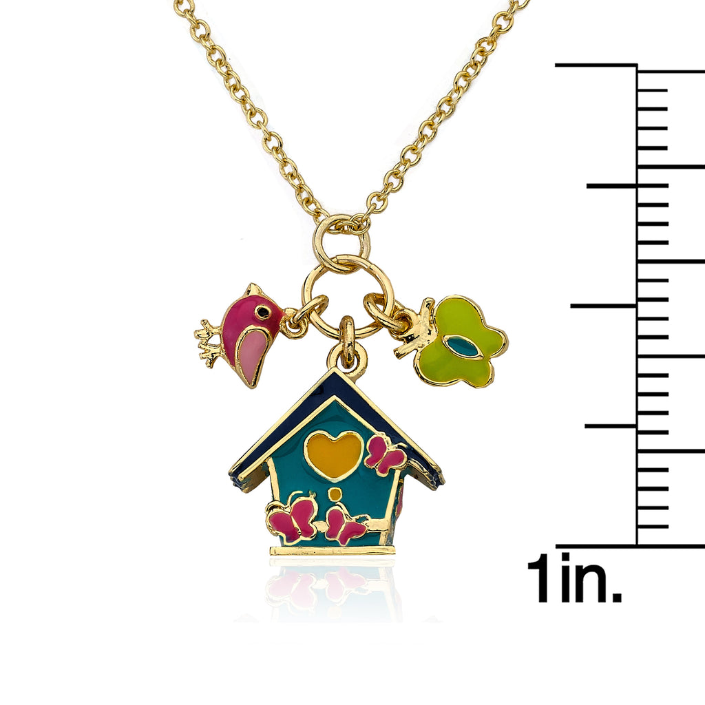 Enamel Birdhouse Necklace