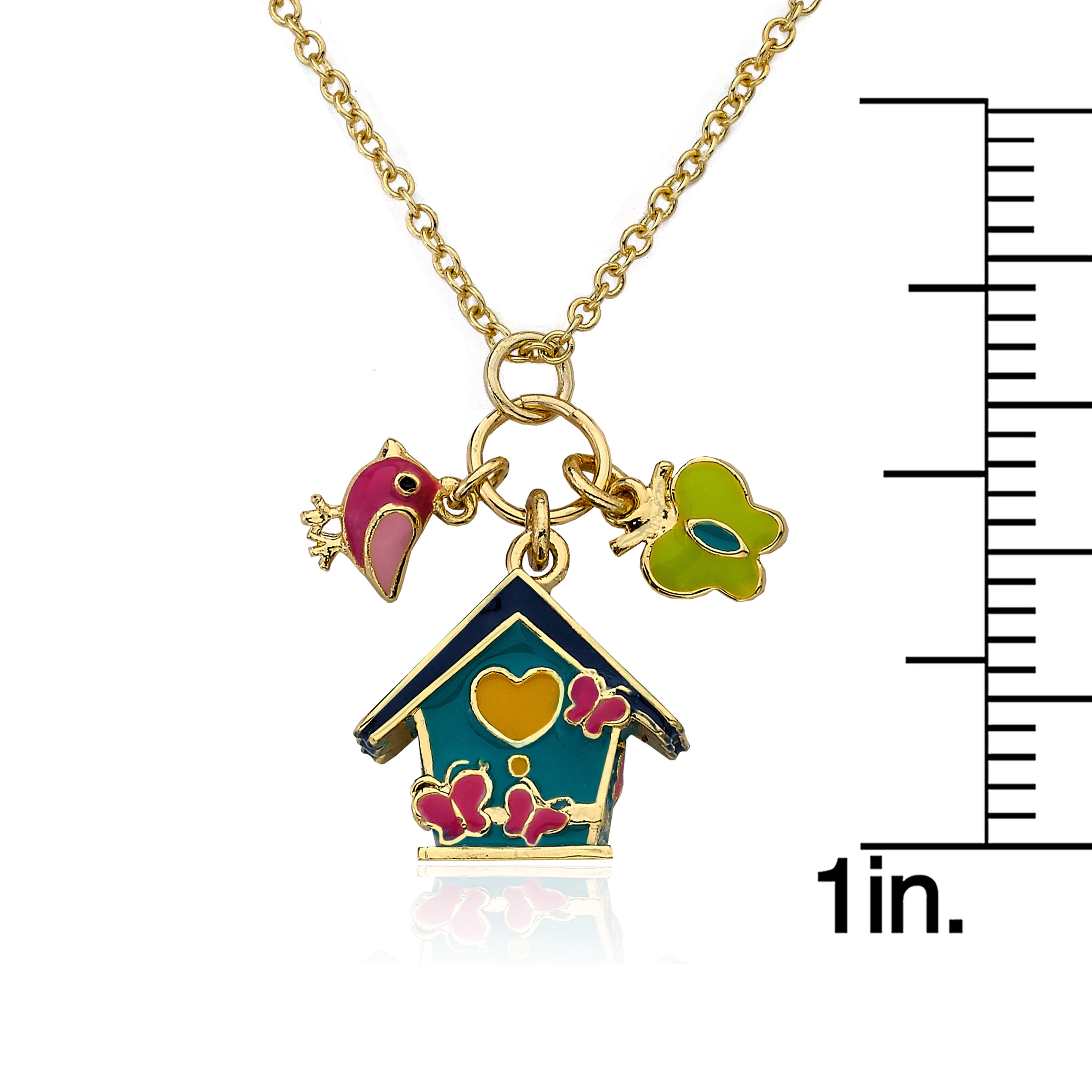 Enamel Birdhouse Necklace