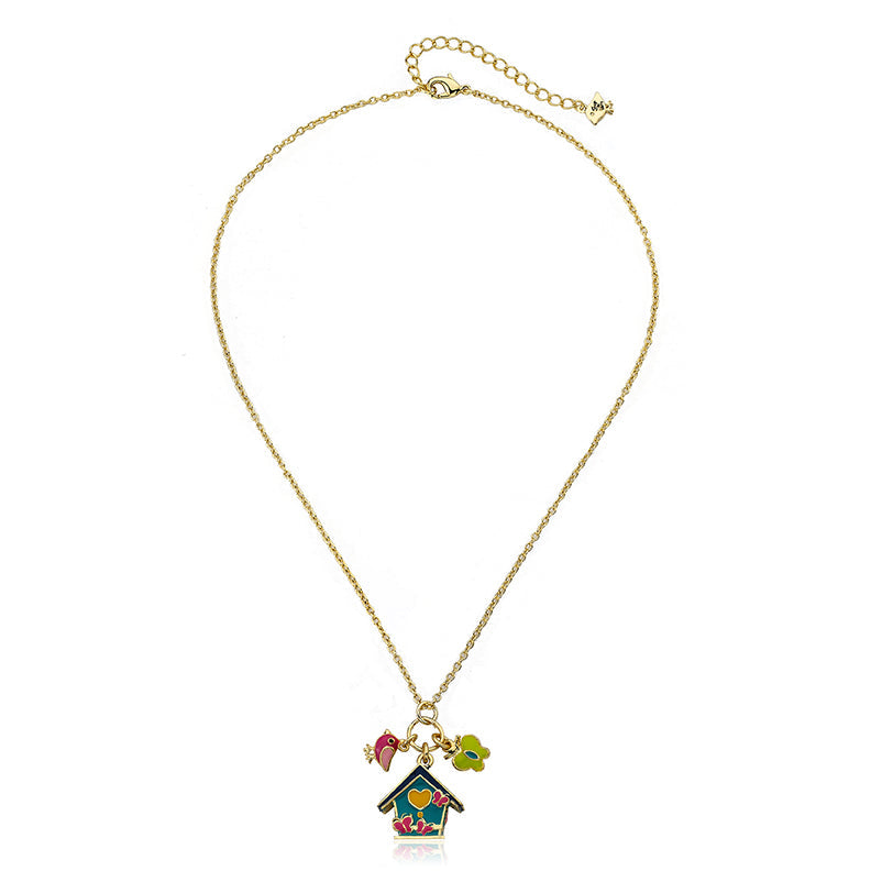 Enamel Birdhouse Necklace