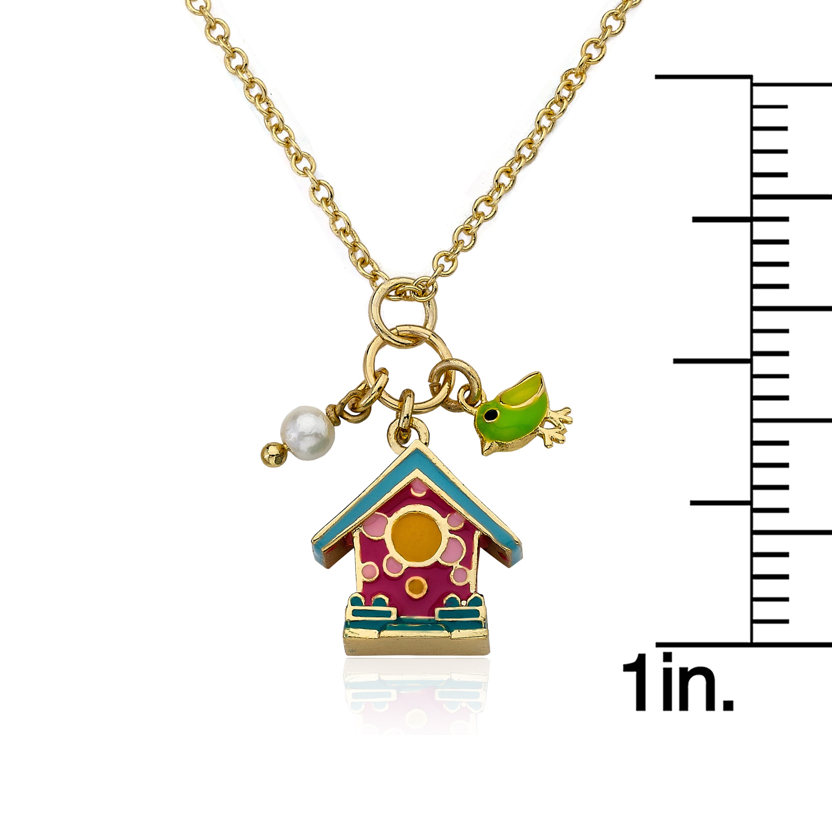 Enamel Birdhouse Necklace