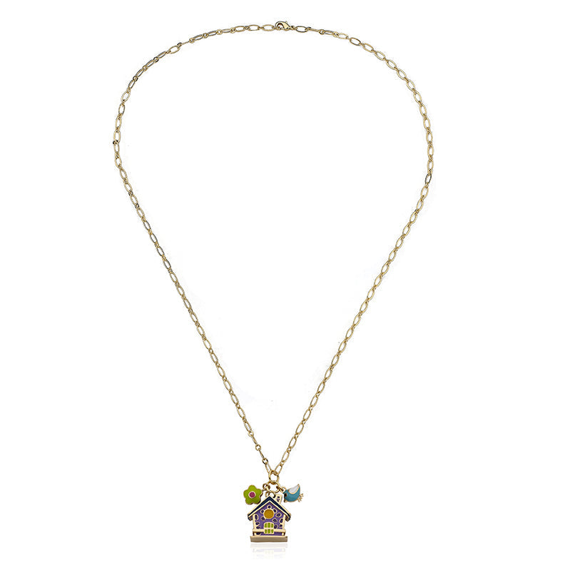 Birdhouse & Flower Necklace