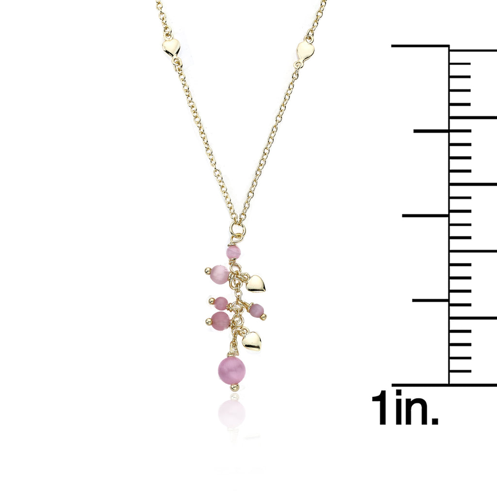 Cat Eye Heart Cluster Necklace