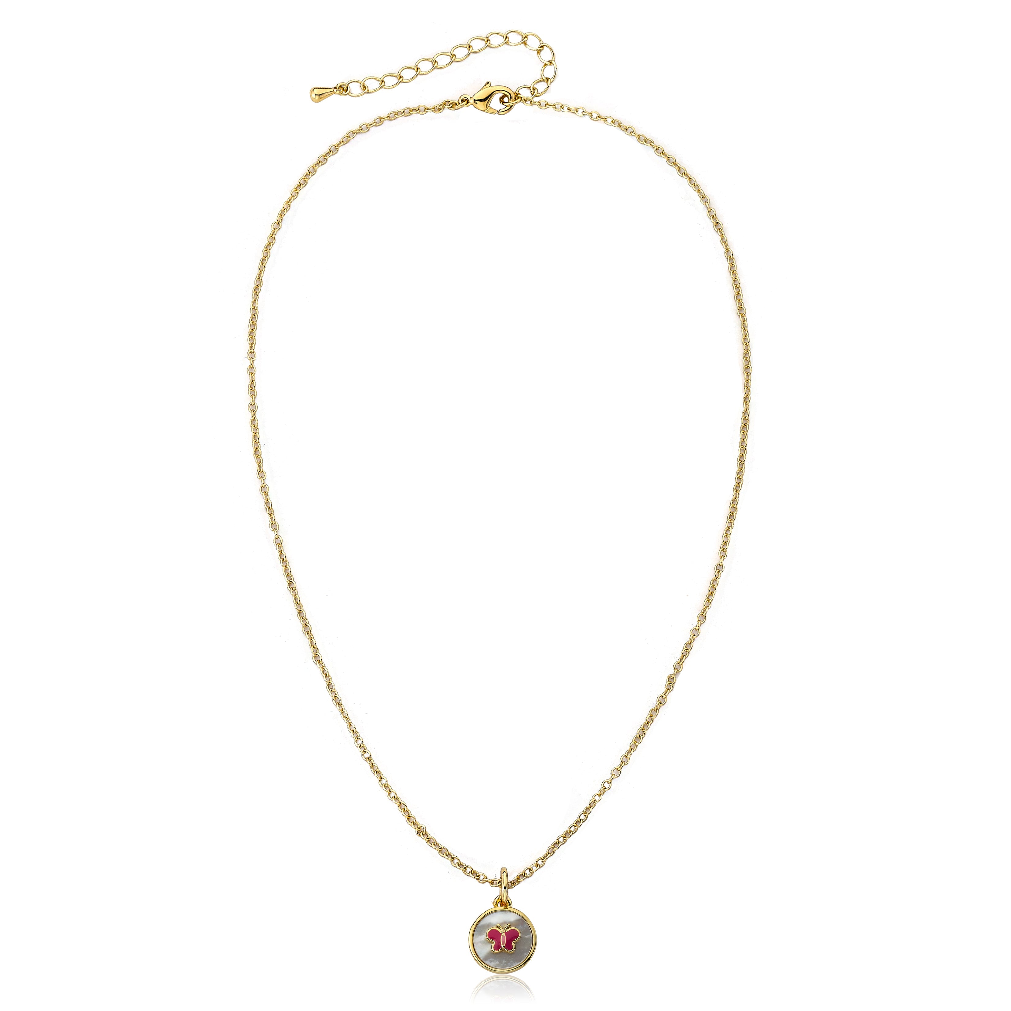 Mother Of Pearl Enamel Butterfly Necklace