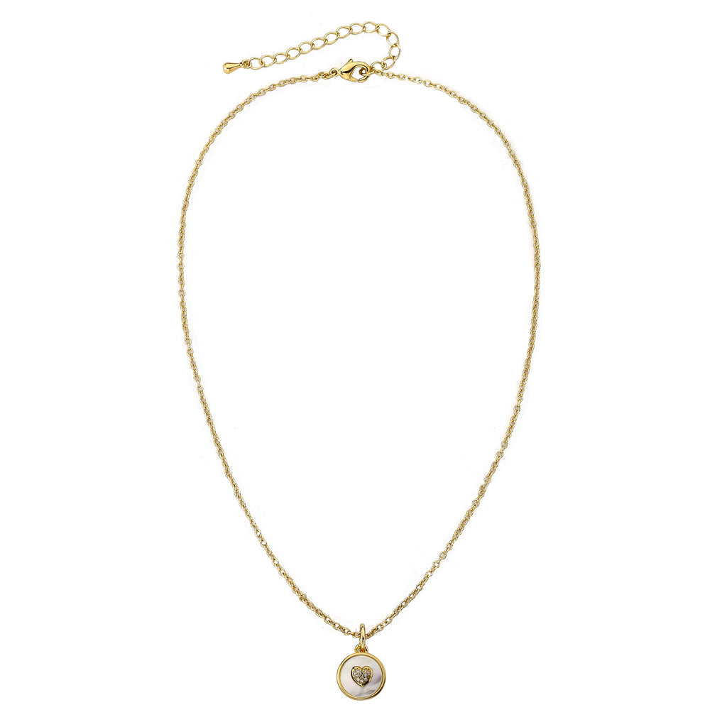 Cz Heart Coin Necklace