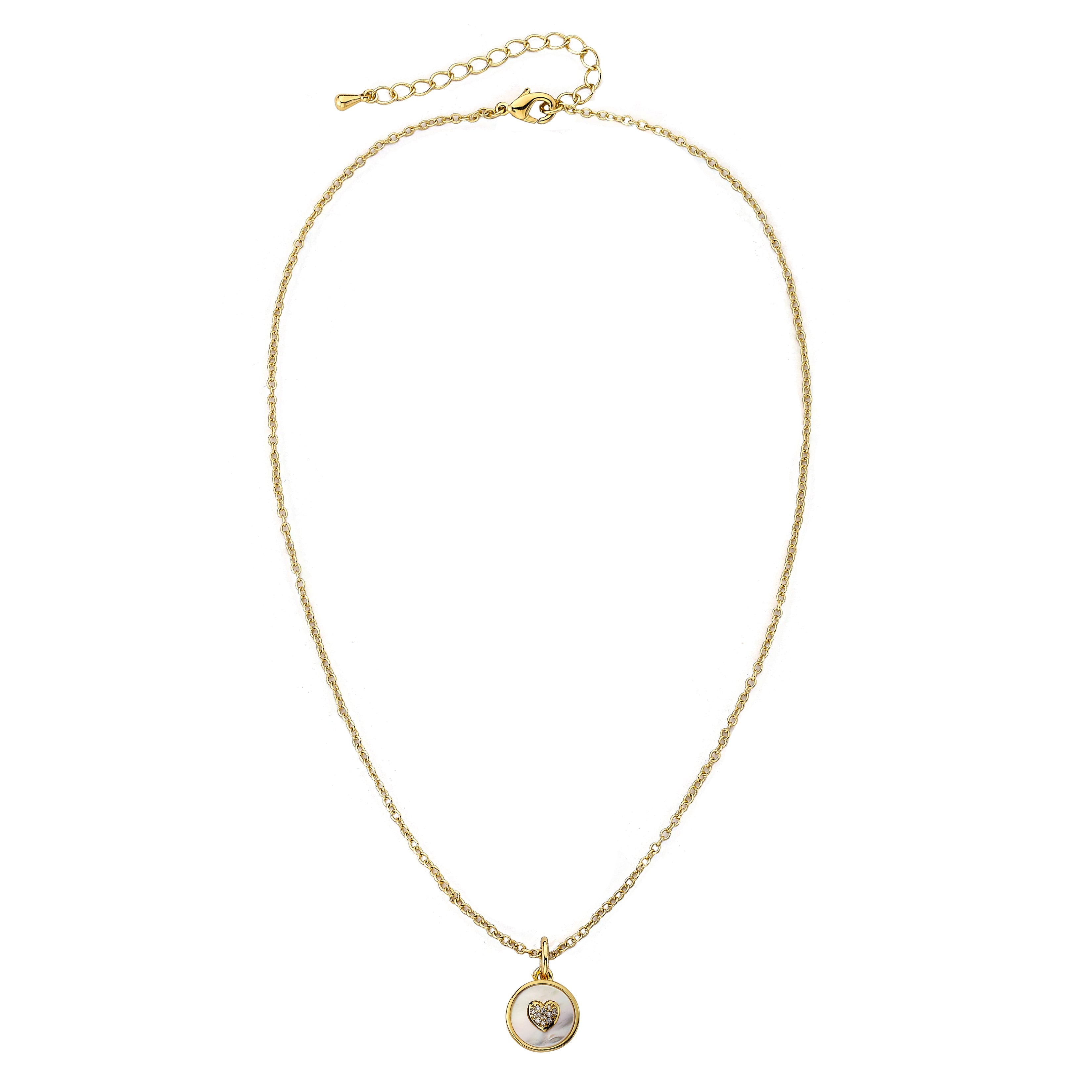 Cz Heart Coin Necklace