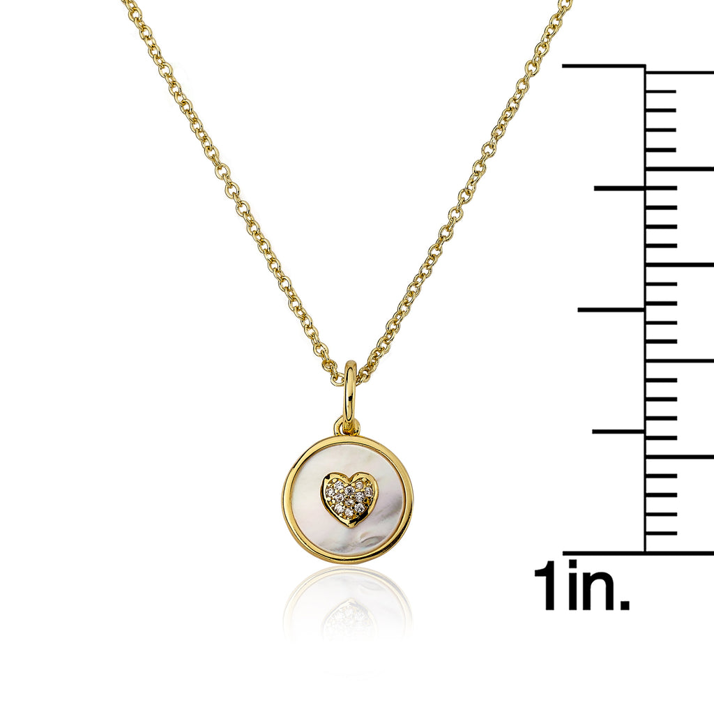 Cz Heart Coin Necklace