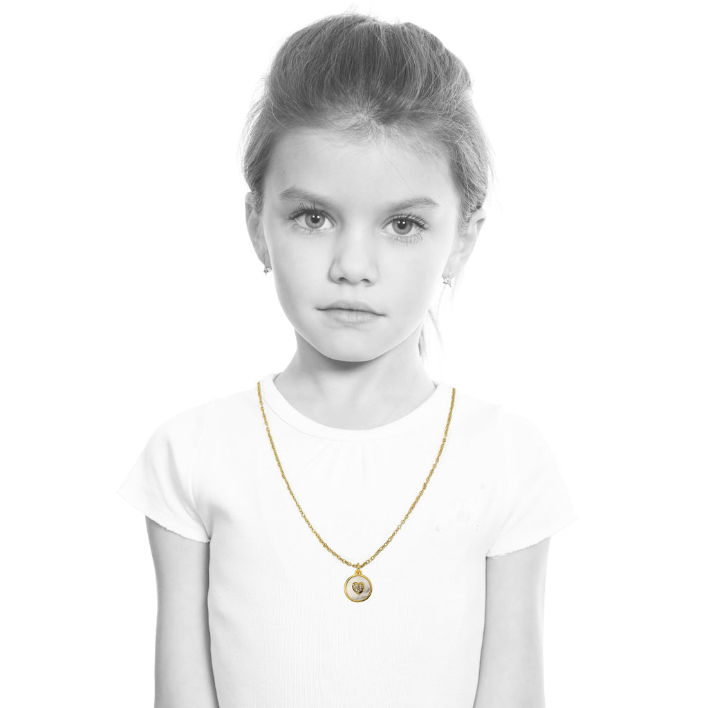 Cz Heart Coin Necklace