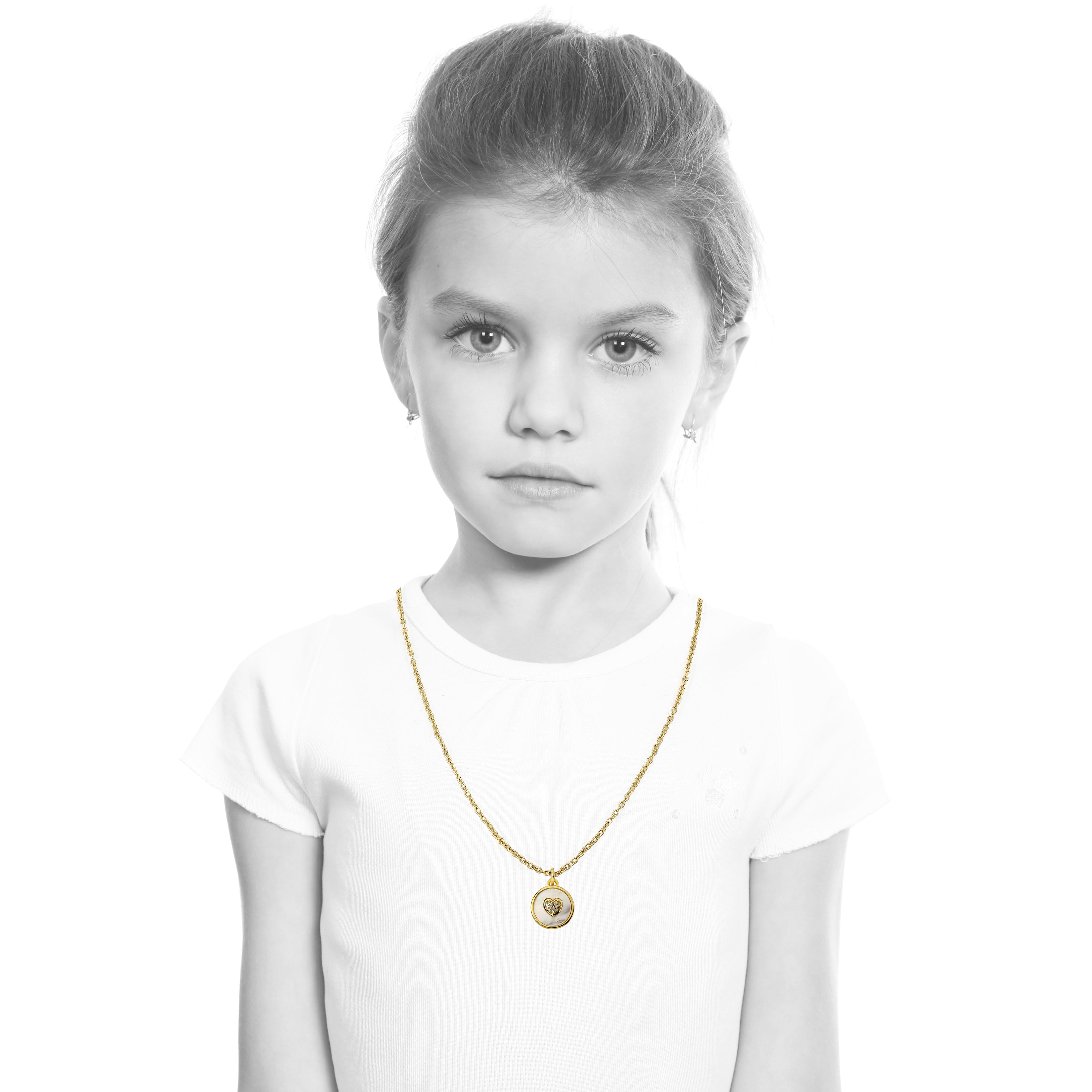 Cz Heart Coin Necklace