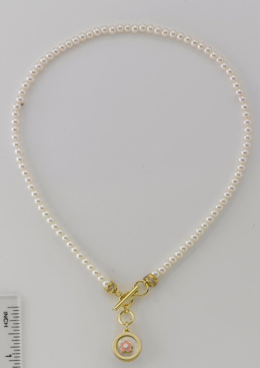 Mother Of Pearl Enamel Flower Pearl Necklace