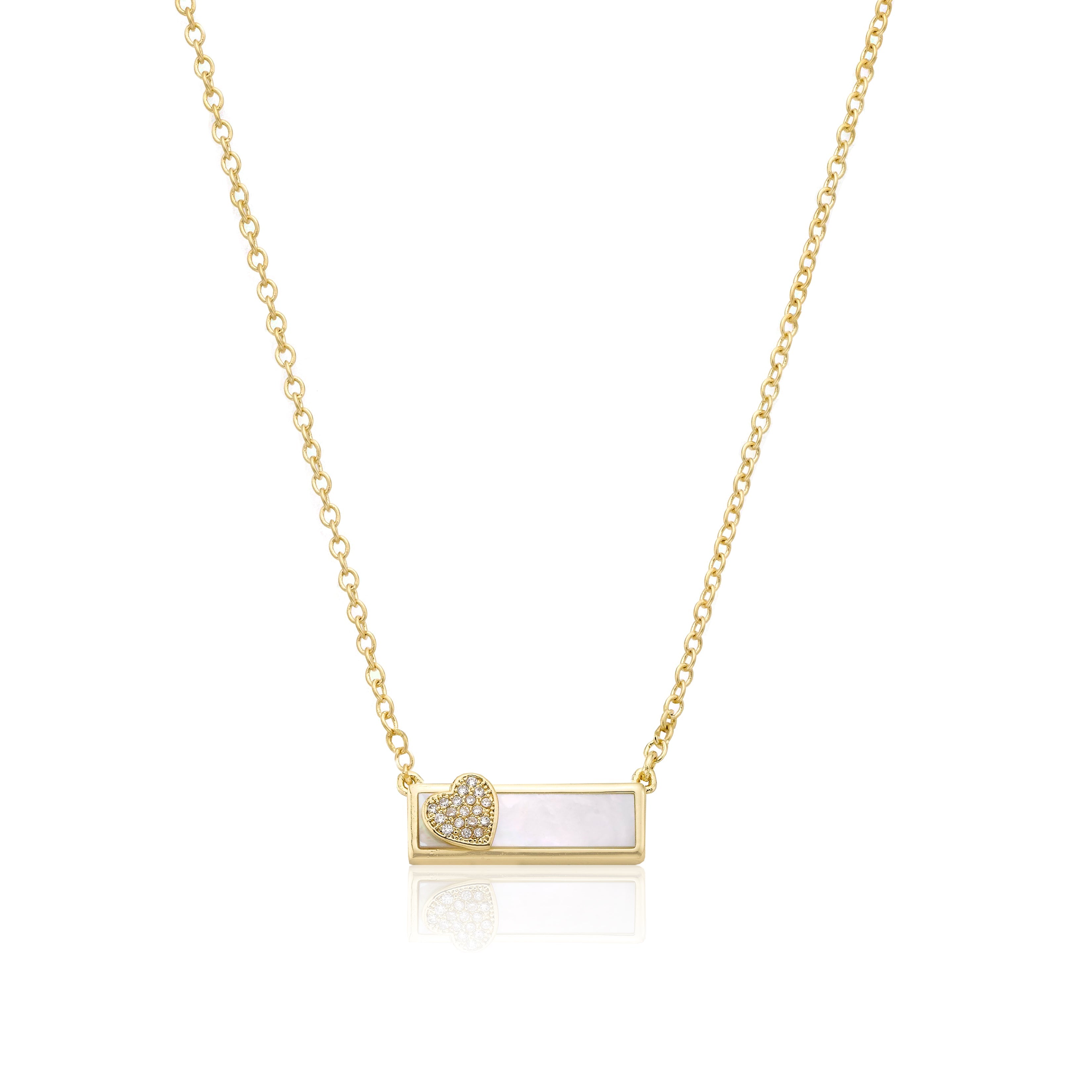 Cz Heart Bar Necklace