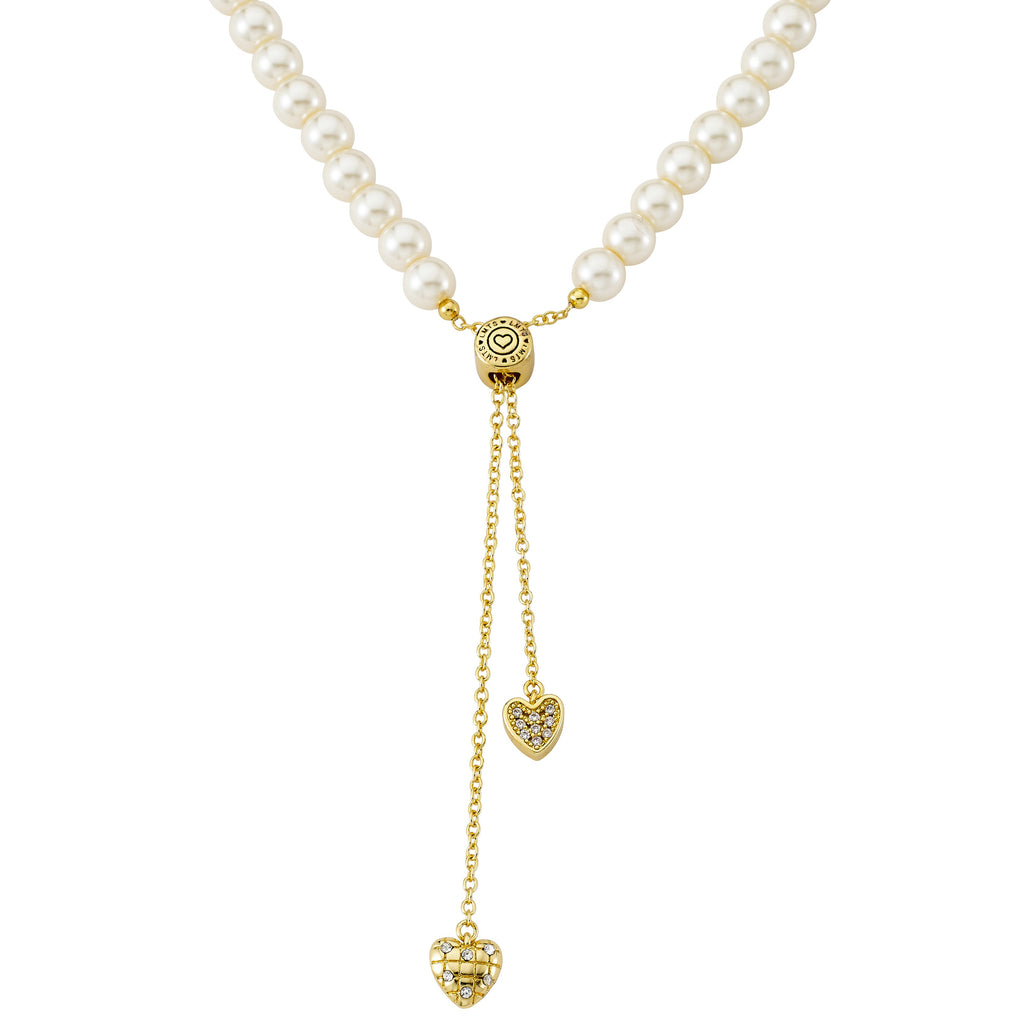 Heart Lariat Pearl Necklace