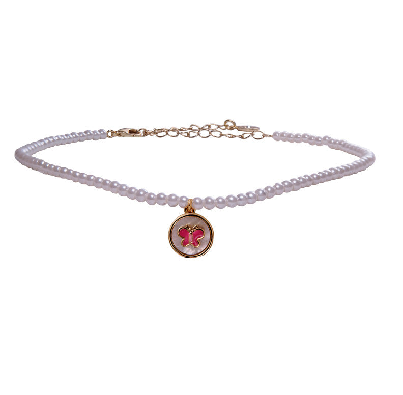 Butterfly In Mother Of Pearl Pearl Choker