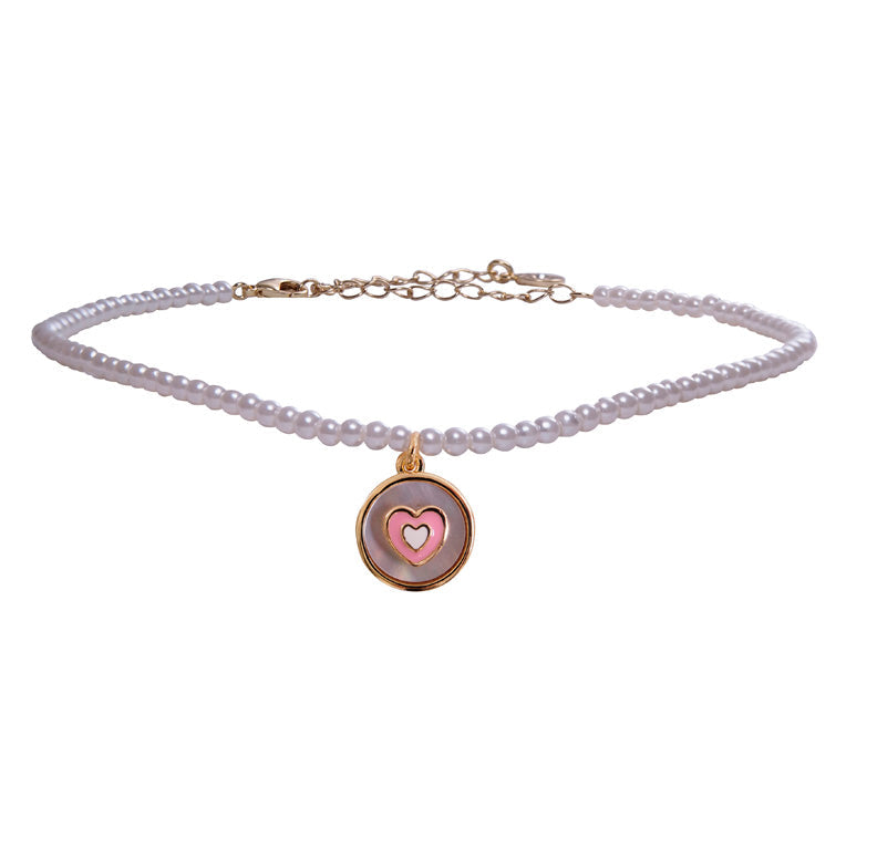 Heart In Mother Of Pearl Choker