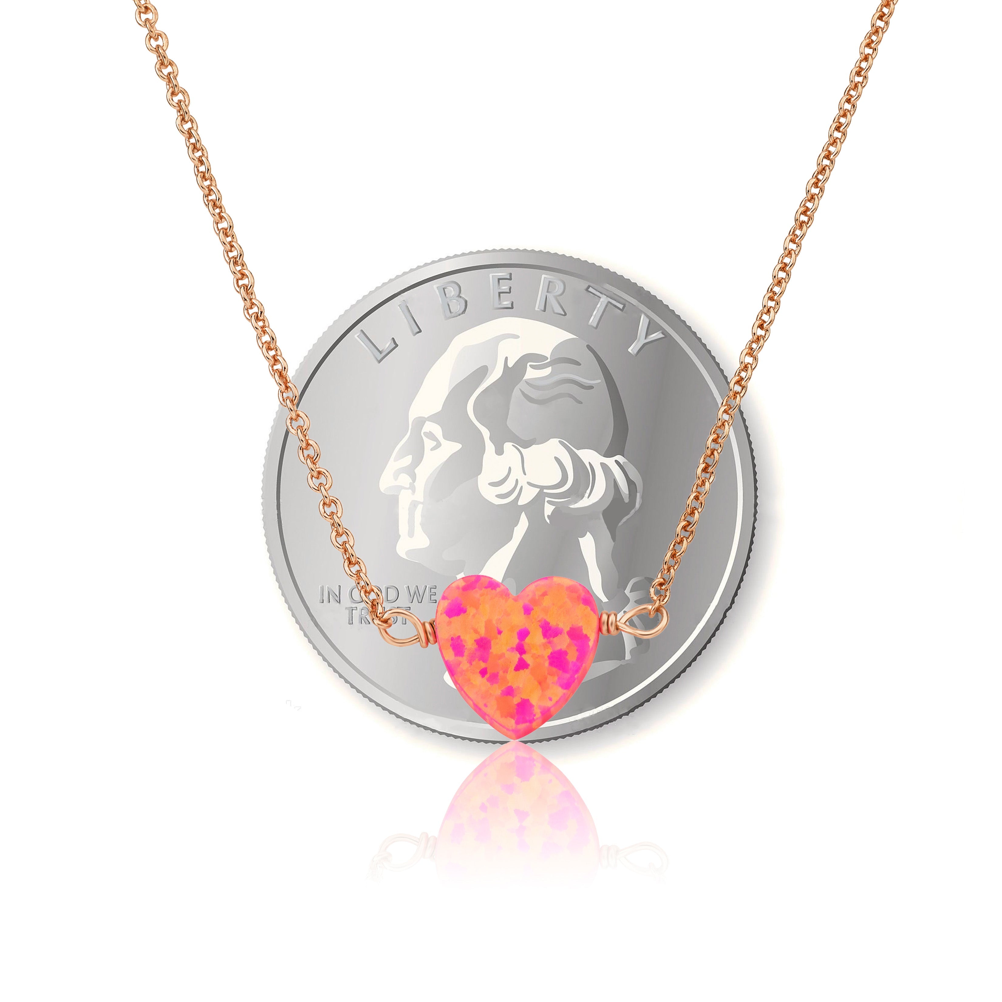 Glitter Girl Opal Heart Necklace