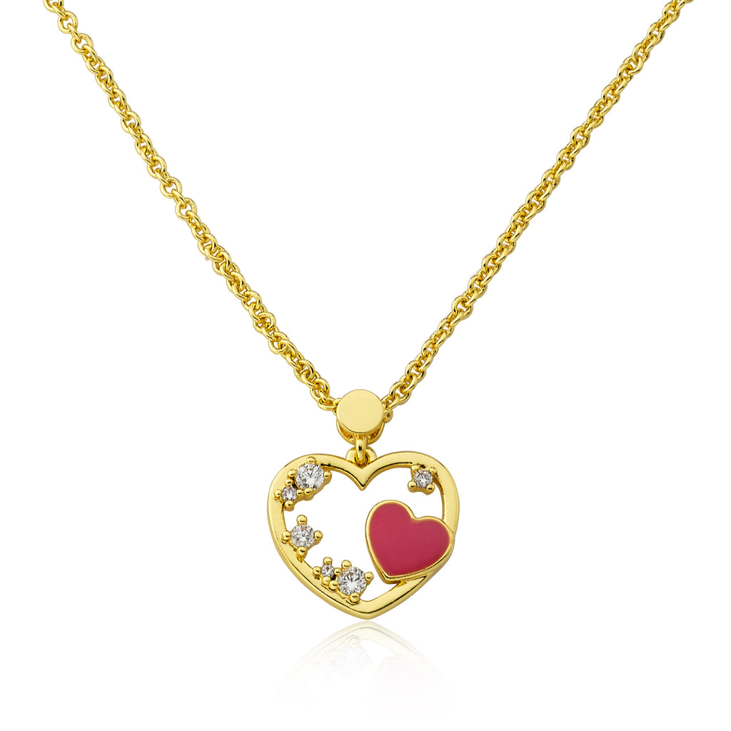 Enamel Heart Pendant Necklace
