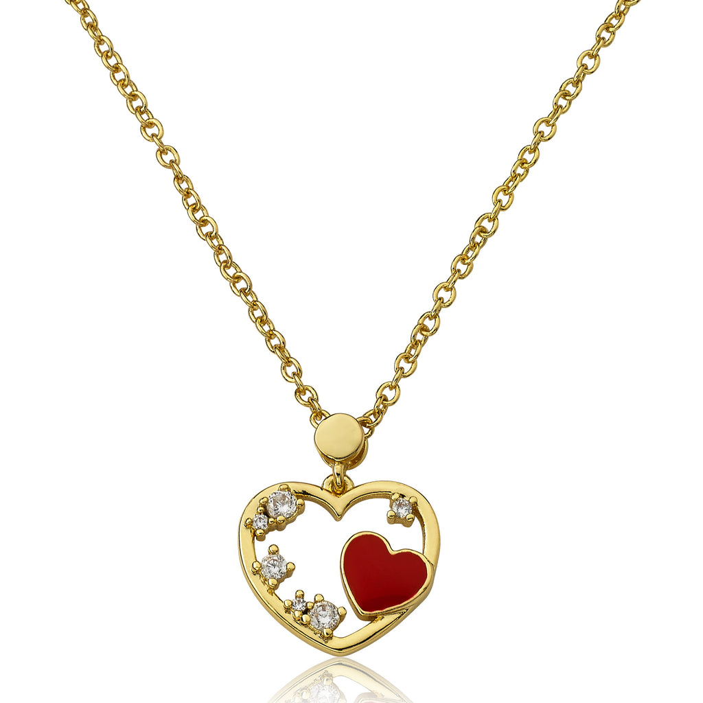 Enamel Heart Pendant Necklace