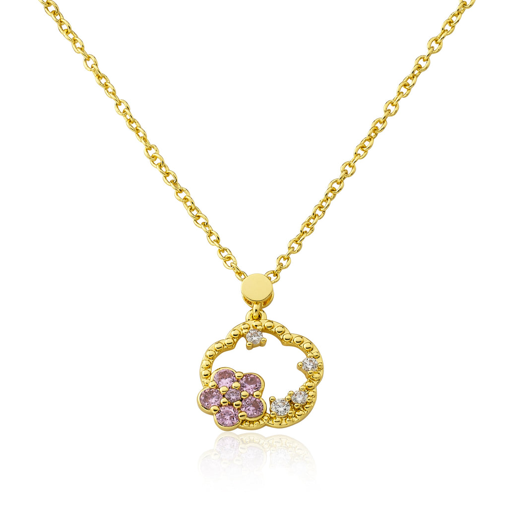 Crystal Pink Flower Necklace