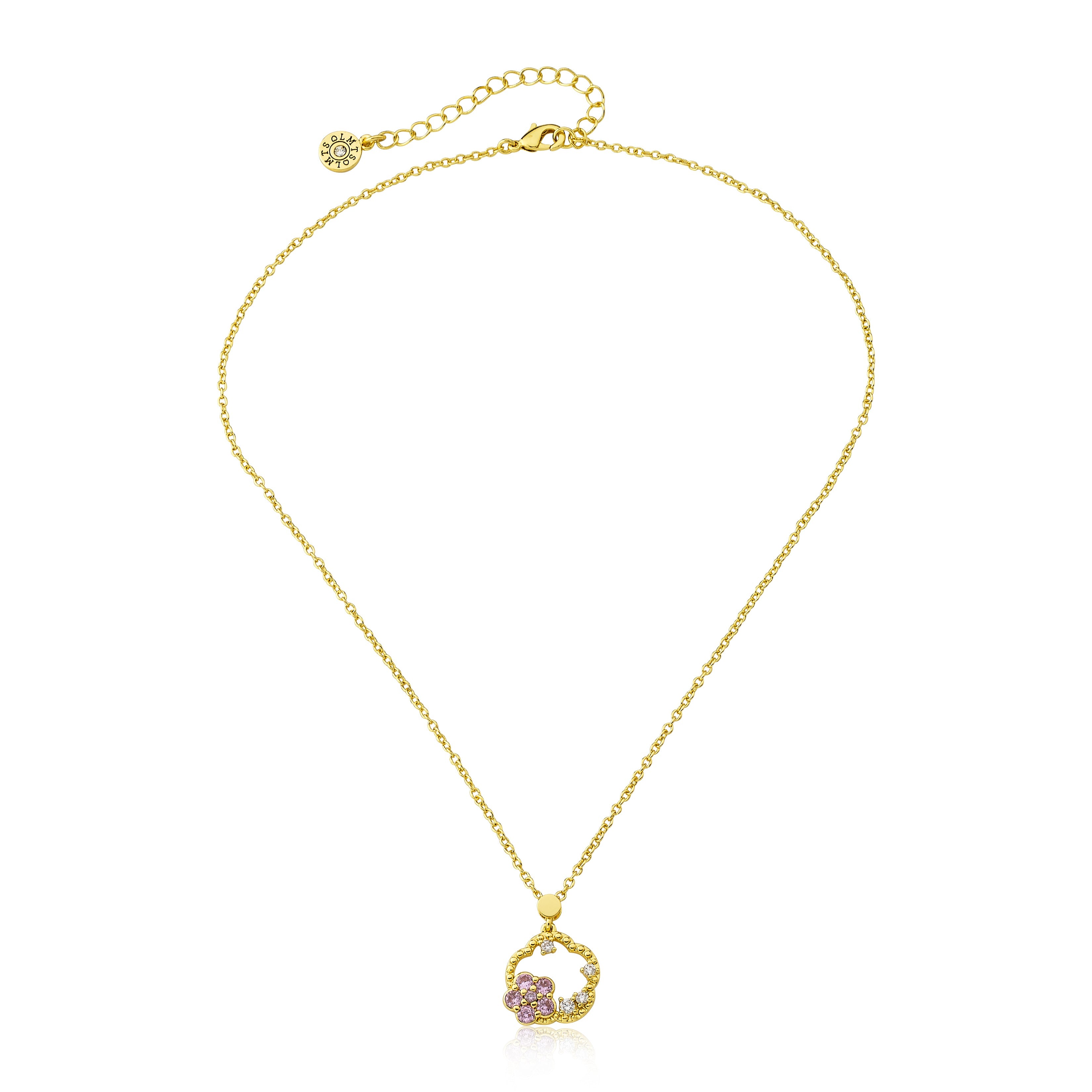 Crystal Pink Flower Necklace