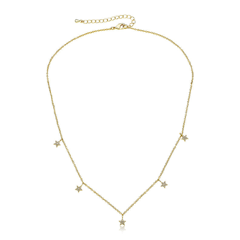 CZ Stars Dangle Chain Necklace