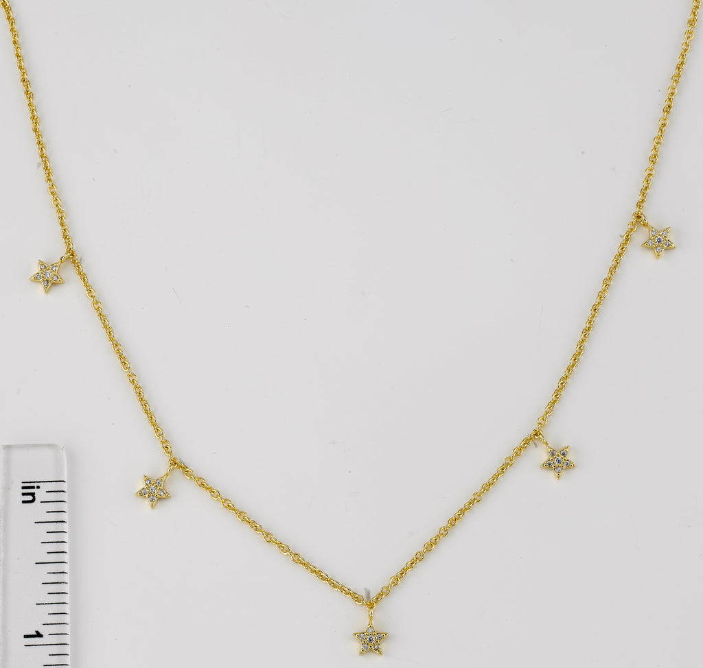 CZ Stars Dangle Chain Necklace