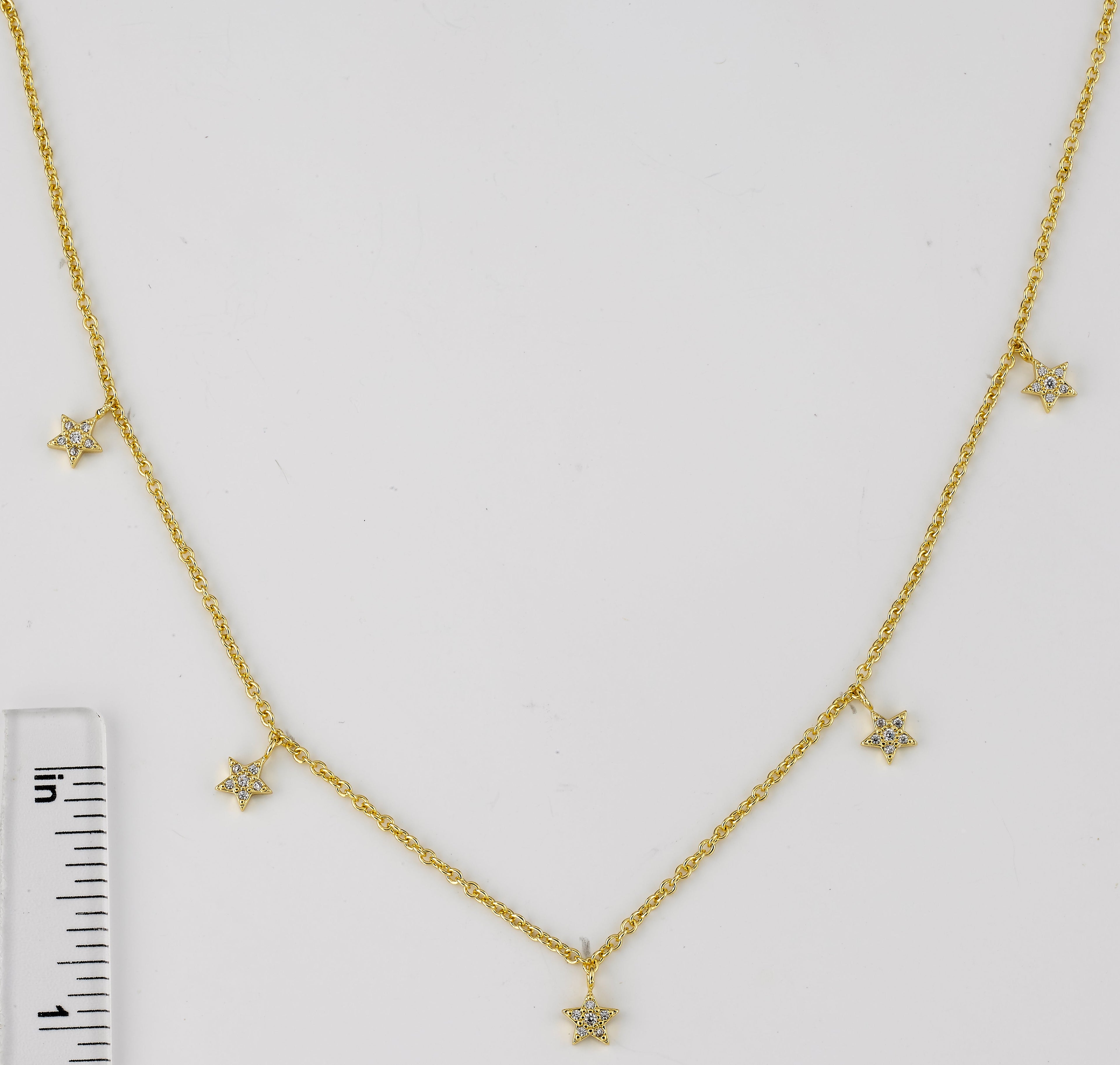 CZ Stars Dangle Chain Necklace