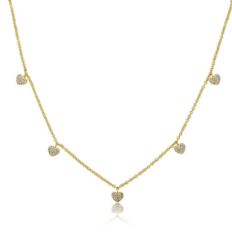 CZ Hearts Dangle Necklace