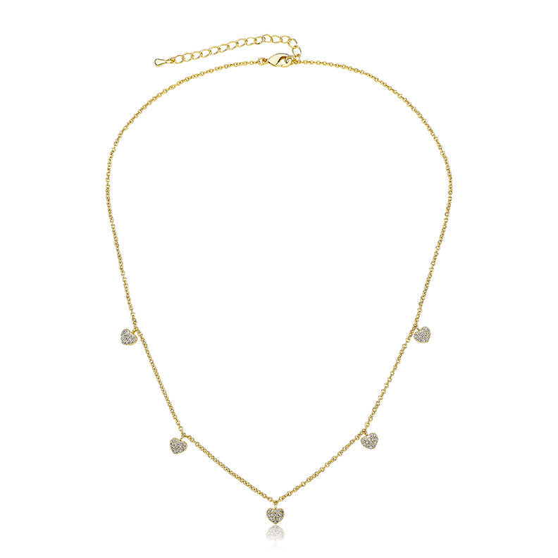 CZ Hearts Dangle Necklace