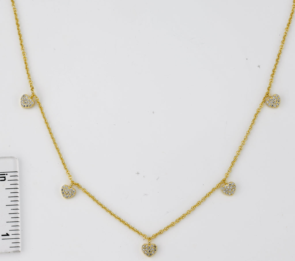 CZ Hearts Dangle Necklace